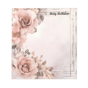 Old Roses  Beautiful Floral Background  Valentine Notepad