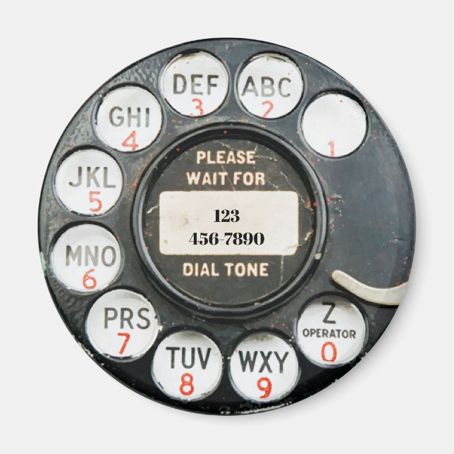 Old Rotary Phone Dial, add numbers, Magnet (Front)