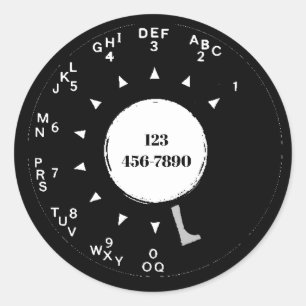 Old Rotary Phone Dial, edit phone number, Classic  Classic Round Sticker
