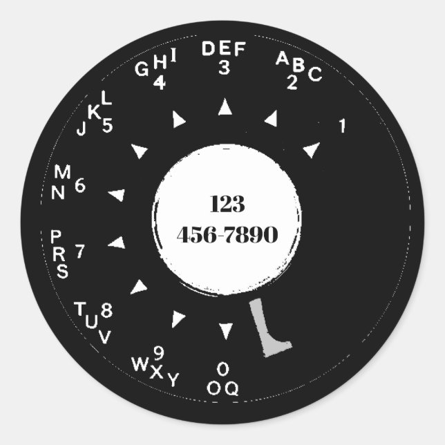 Old Rotary Phone Dial, edit phone number, Classic  Classic Round Sticker (Front)