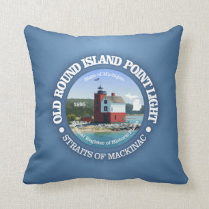Old Round Island Point Light Throw Pillow