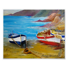 Old row fishing boats Poster
