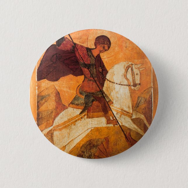 Old Russian icon of St.George 2 Inch Round Button (Front)