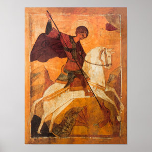 Old Russian icon of St.George Poster