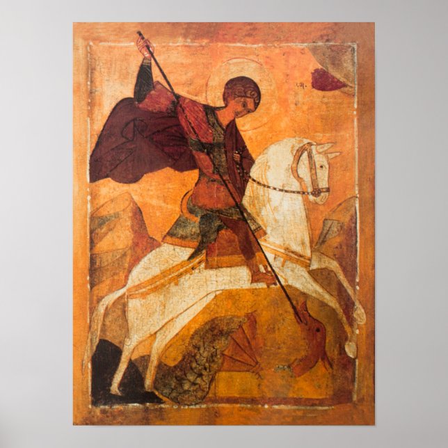 Old Russian icon of St.George Poster (Front)