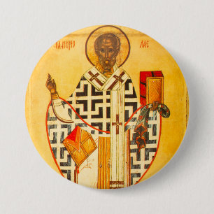 Old Russian icon of St.Nicholas 3 Inch Round Button