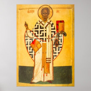 Old Russian icon of St.Nicholas Poster