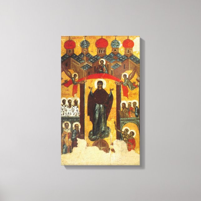 Old Russian icon The Intercession Canvas Print (Front)