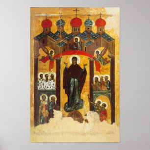 Old Russian icon The Intercession Poster
