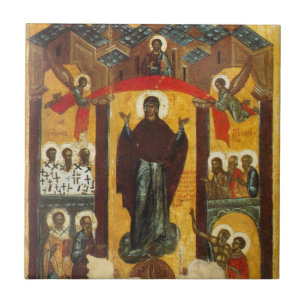 Old Russian icon The Intercession Tile