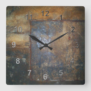 Old Rust Square Wall Clock