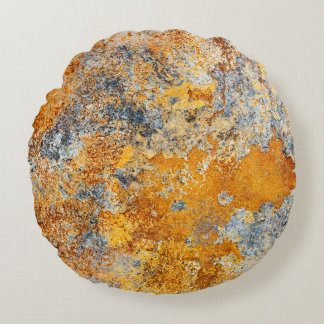 Old rust texture, grunge metallic background. round pillow