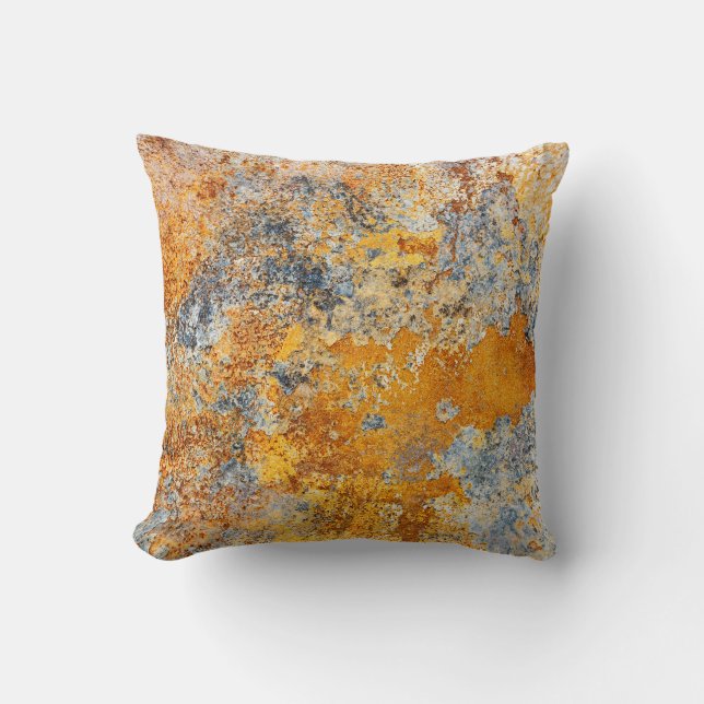 Old rust texture, grunge metallic background. throw pillow (Front)
