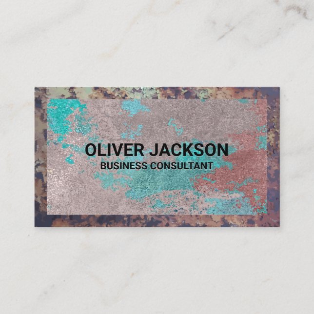 Old Rusted Metal Border | Grunge Texture Backgroun Business Card (Front)