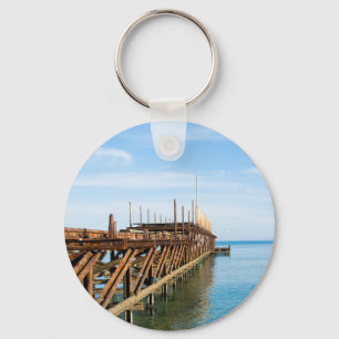 Old rusted sea pier keychain