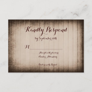 Old Rustic Barn Wood Country Wedding RSVP Cards