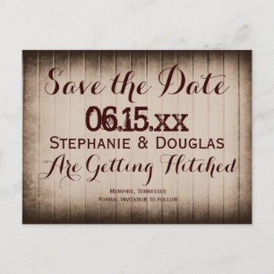 Old Rustic Barn Wood Save the Date Postcards