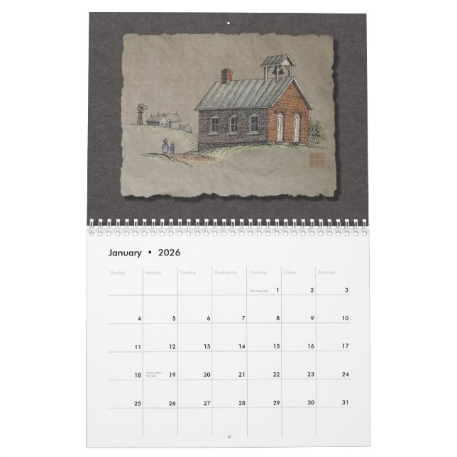 Old Rustic Buildings Calendar (Jan 2026)