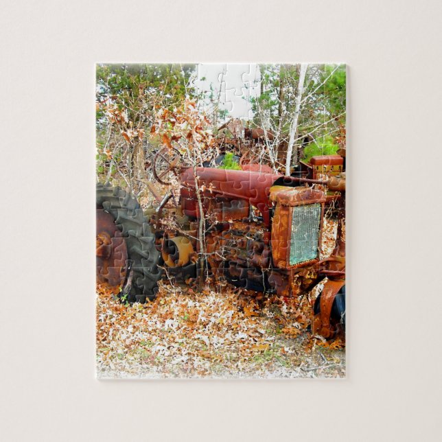 Old Rustic Farm Tractor in Junk Yard Jigsaw Puzzle (Vertical)