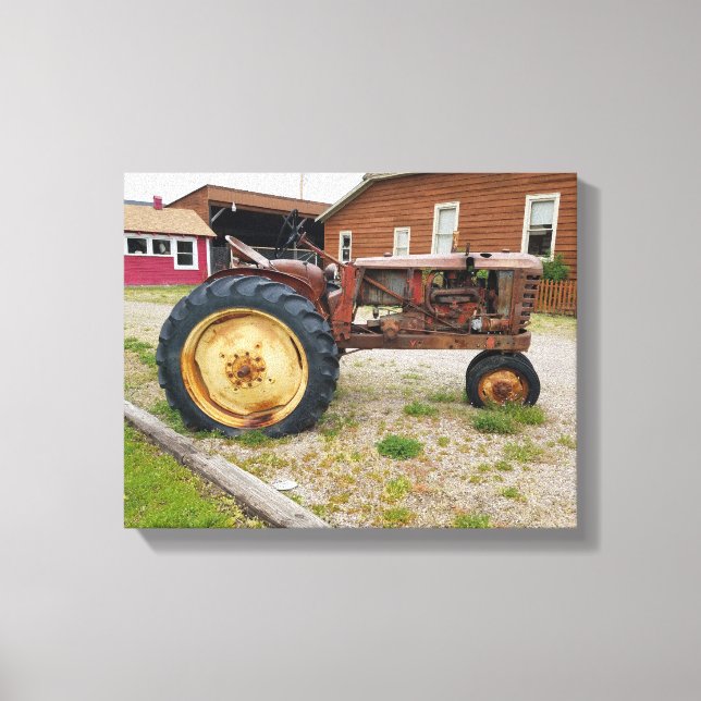 Old Rusty Antique Farm Tractor Photograph  Canvas Print (Front)