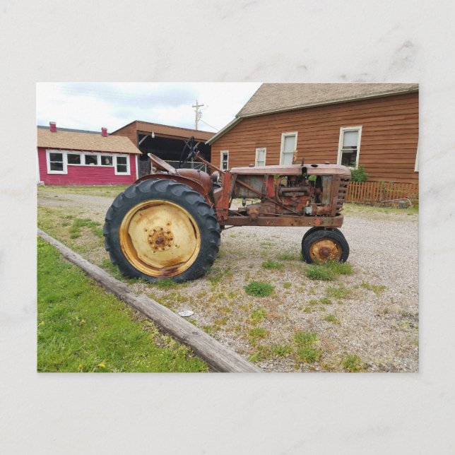 Old Rusty Antique Farm Tractor Photograph Poster Postcard (Front)