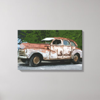 Old Rusty Broken Down Car Canvas