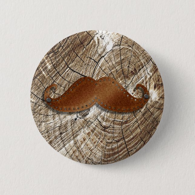 Old Rusty metal moustache with little holes around 2 Inch Round Button (Front)