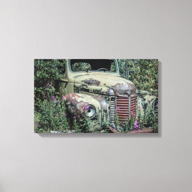 Old Rusty Scrap Car Canvas Print (Front)