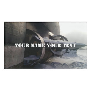 Old rusty submarine name tag