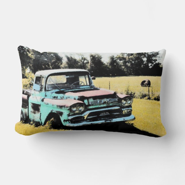 Old Rusty Truck Lumbar Pillow (Front)