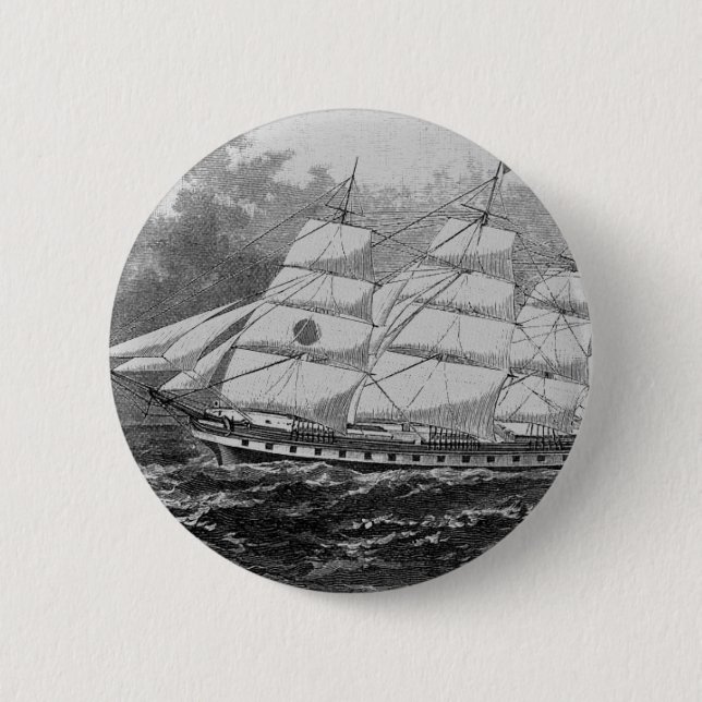 Old Sailing Ship 2 Inch Round Button (Front)