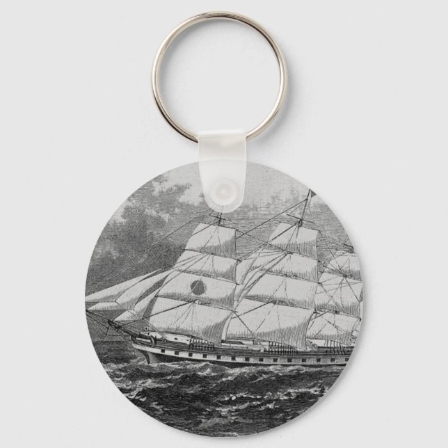 Old Sailing Ship Keychain (Front)