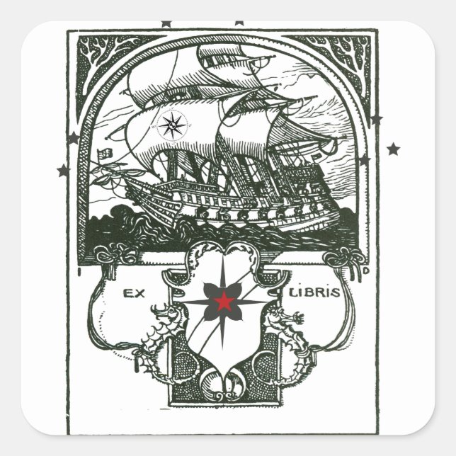 Old Sailing Ship Square Sticker (Front)
