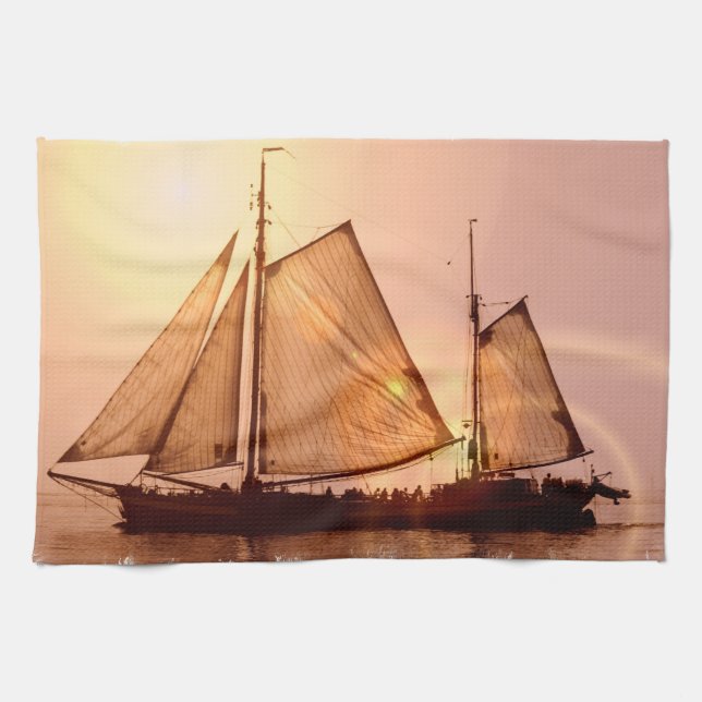 Old Sailing Ships Kitchen Towel (Horizontal)