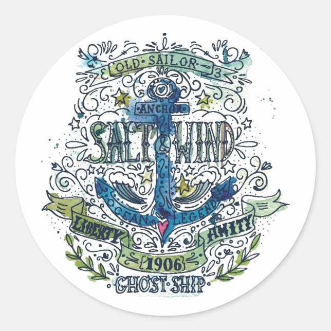 Old Sailor Anchor Poster Classic Round Sticker (Front)