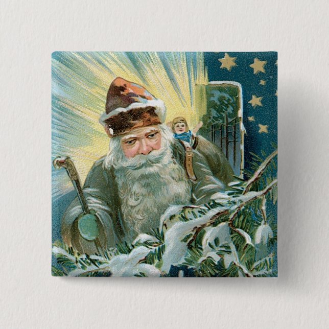 Old Saint Nicholas 2 Inch Square Button (Front)
