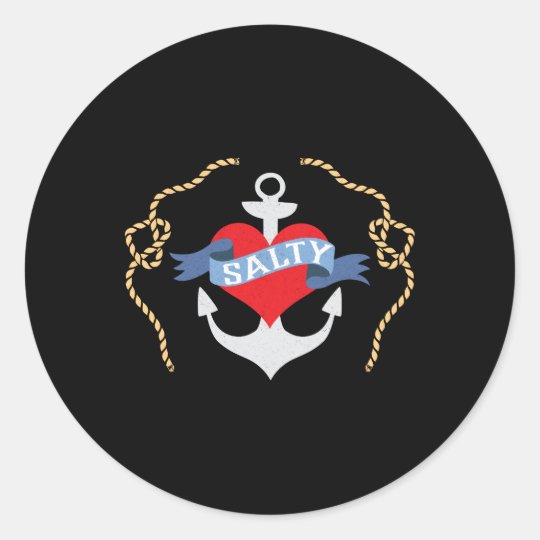 Old Salt Heart and Anchor Nautical Classic Round Sticker
