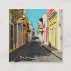 Old San Juan Cobblestone Street Photography Enclosure Card