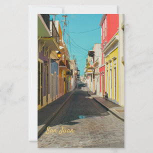 Old San Juan Cobblestone Street Photography Stationery