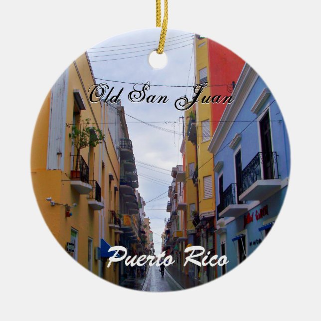 Old San Juan Puerto Rico Colourful Houses Ceramic Ornament (Front)