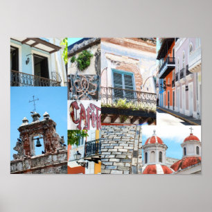 Old San Juan, Puerto Rico - Photo Collage Poster