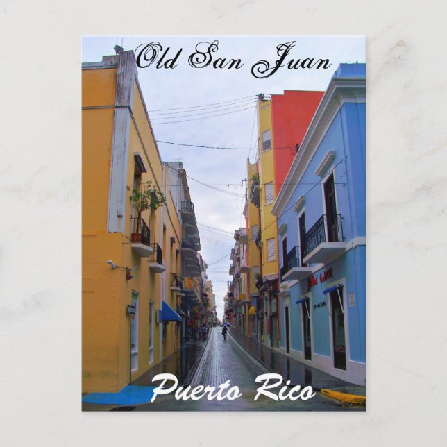 Old San Juan Puerto Rico Postcard Colourful Houses (Front)