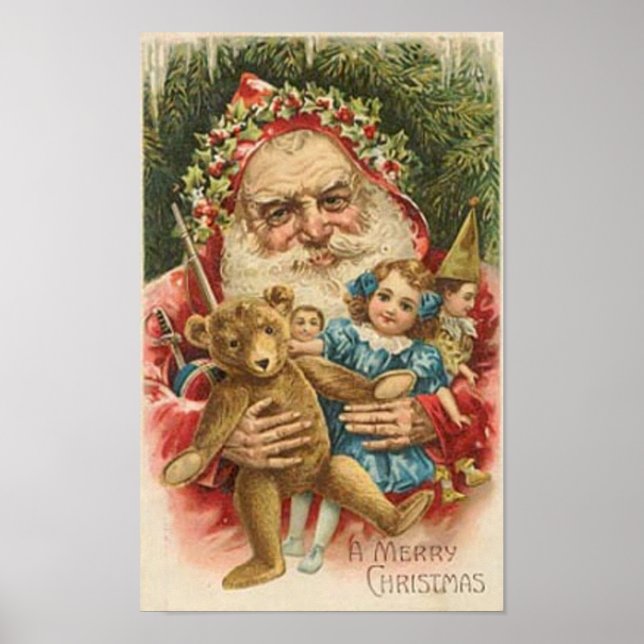 Old Santa and Toys Poster (Front)