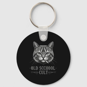 Old Scchool Cult Funny Cat For Cool People And - F Keychain