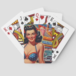 Old School 1950s Girl Playing Cards