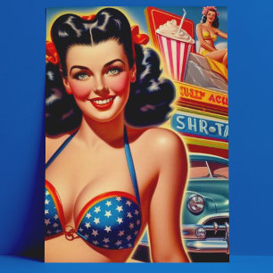 Old School 1950s Girl Postcard