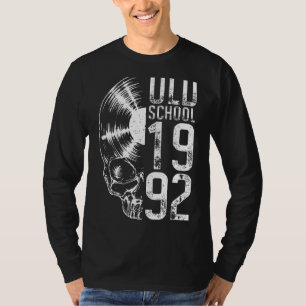 Old School 1992 Vintage Vinyl Record Gothic Skull T-Shirt