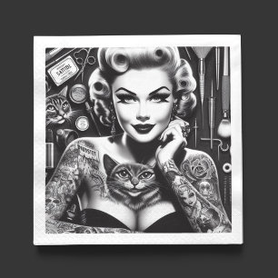 Old School Alternative Tattooed Girl Napkin