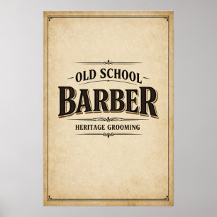 Old School Barber Heritage Typography Poster