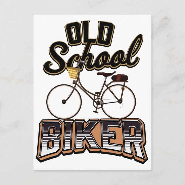 Old School Biker cyclist Postcard (Front)